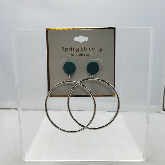 Nordstrom silver hoop earring with green polymer clay - Picture 2 of 5